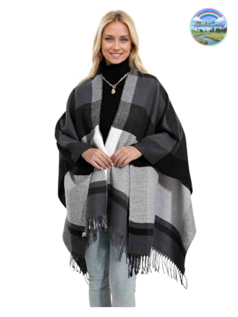Womens Winter Shawl Wrap Poncho Tassels Acrylic Pashmina One Size